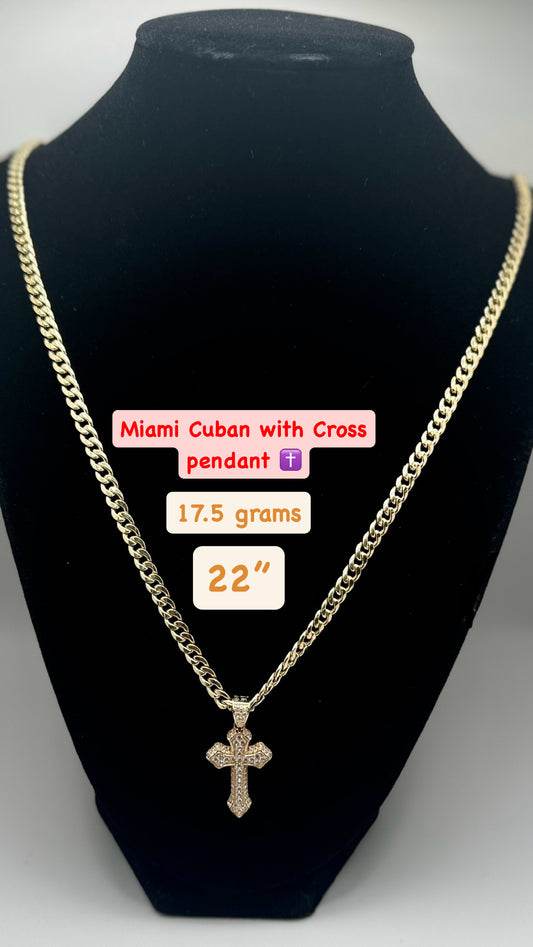 Miami Cuban with Cross Pendant